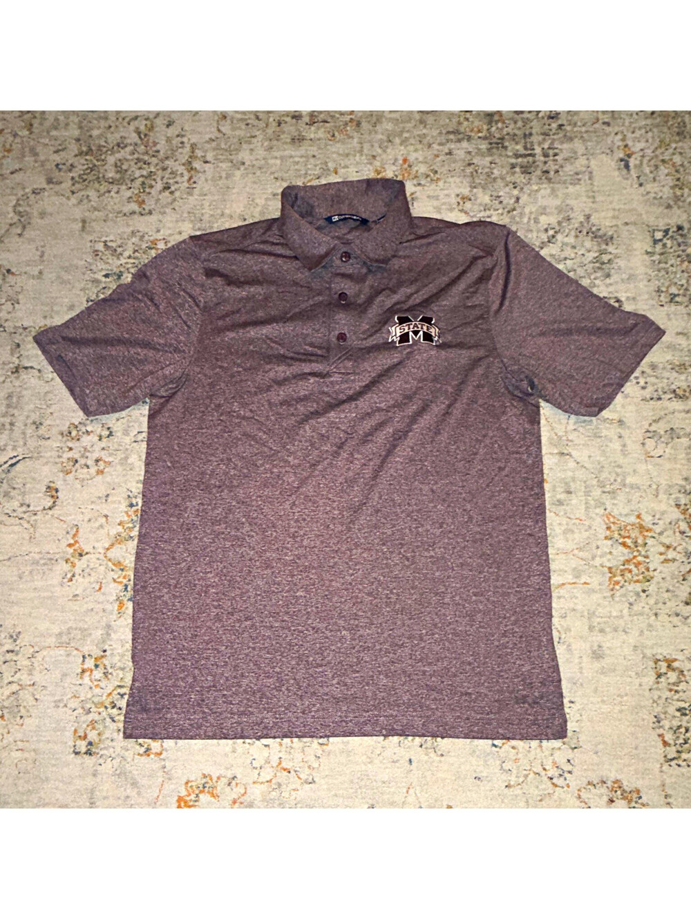 Cutter & Buck Men's Gray Polo Shirt S Solid Short Sleeve Stretch Logo A266